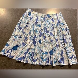 Lauren Ralph Lauren Paisley Pleated Skirt - Blue & White - Size 12